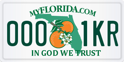 FL license plate 0001KR