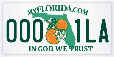 FL license plate 0001LA