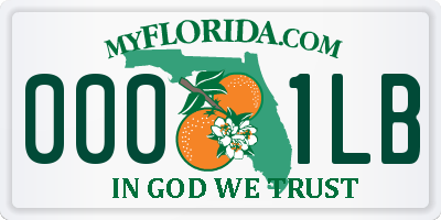 FL license plate 0001LB