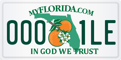 FL license plate 0001LE