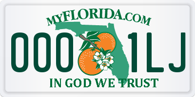 FL license plate 0001LJ