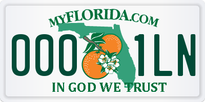 FL license plate 0001LN