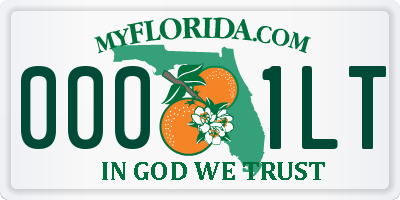FL license plate 0001LT