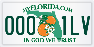 FL license plate 0001LV