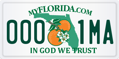 FL license plate 0001MA