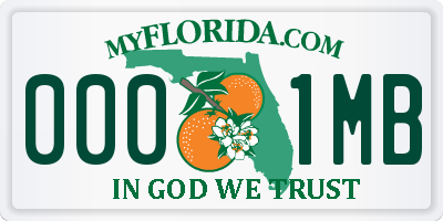 FL license plate 0001MB