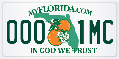 FL license plate 0001MC