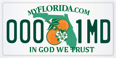 FL license plate 0001MD