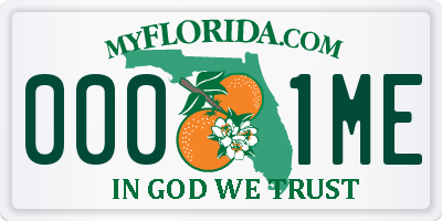 FL license plate 0001ME