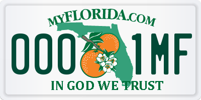 FL license plate 0001MF
