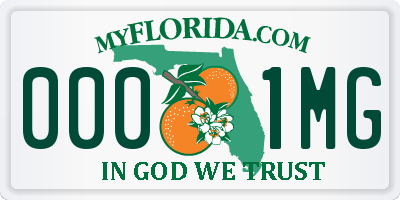 FL license plate 0001MG