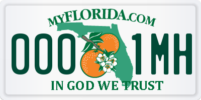 FL license plate 0001MH