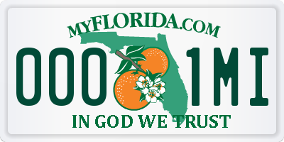 FL license plate 0001MI