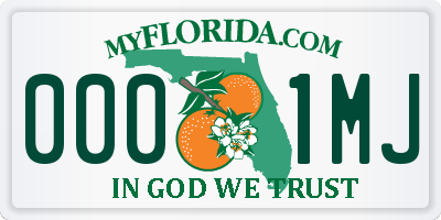 FL license plate 0001MJ