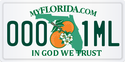 FL license plate 0001ML