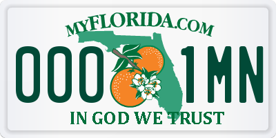 FL license plate 0001MN