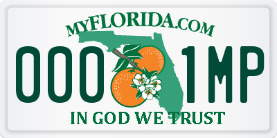 FL license plate 0001MP