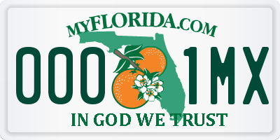 FL license plate 0001MX