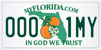 FL license plate 0001MY