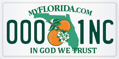 FL license plate 0001NC