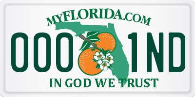 FL license plate 0001ND