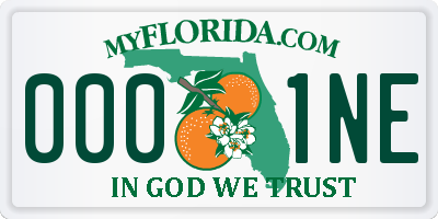 FL license plate 0001NE