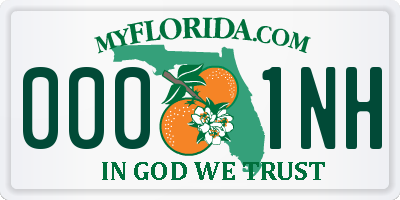 FL license plate 0001NH