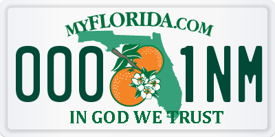 FL license plate 0001NM