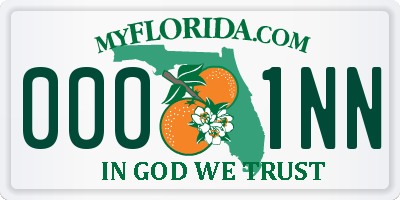 FL license plate 0001NN