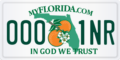 FL license plate 0001NR