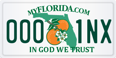 FL license plate 0001NX