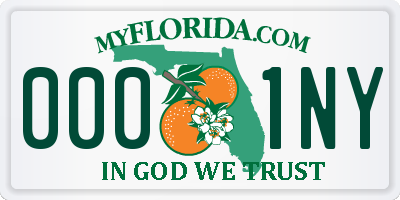 FL license plate 0001NY