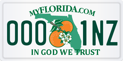 FL license plate 0001NZ