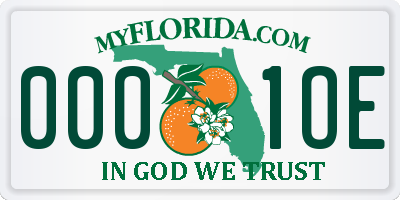 FL license plate 0001OE