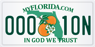 FL license plate 0001ON