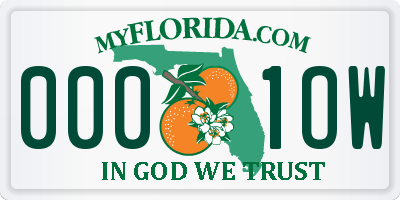 FL license plate 0001OW