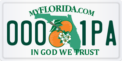 FL license plate 0001PA