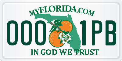 FL license plate 0001PB