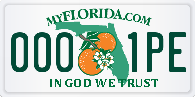 FL license plate 0001PE