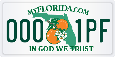 FL license plate 0001PF