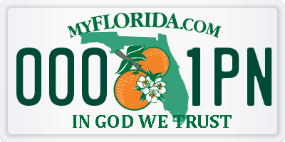 FL license plate 0001PN