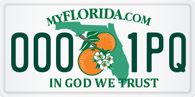 FL license plate 0001PQ