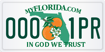 FL license plate 0001PR