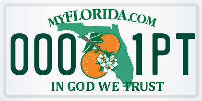 FL license plate 0001PT