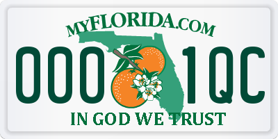 FL license plate 0001QC