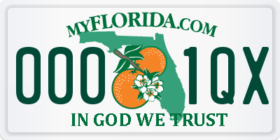 FL license plate 0001QX