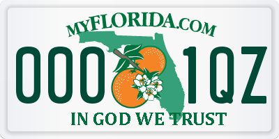 FL license plate 0001QZ