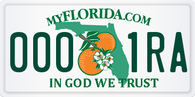 FL license plate 0001RA