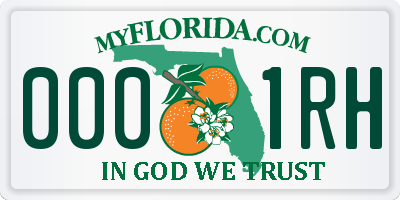 FL license plate 0001RH