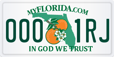 FL license plate 0001RJ